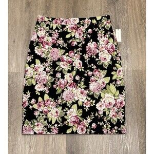 Anthropologie Maeve Floral Jacquard Skirt Black Pink Green Pencil Large NEW